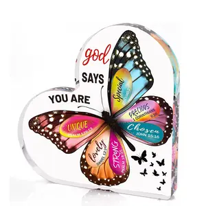 Christian Gift for Women Acrylic Desktop Decor with Bible Verse Inspiration, Butterfly Design, Faith Aesthetic Home Decoration, Acrylic Plaque Decor