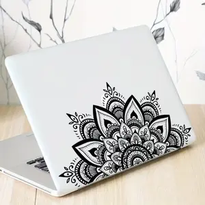 Mandala Flower Laptop Skin Sticker, Removable Self-Adhesive PVC, Anti-Dirt, Anti-Oil, Anti-Scratch, Customizable, 7.87x4.33 Inch