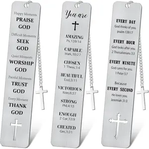 3PCS Metal Bookmark Bulk Christian Gifts, First Communion Gifts for Women Men Girls Boys, Bible Bookmarks with Cross Tassel, Religious Bookmark Faith Gifts Easter Basket Fillers (Cross)