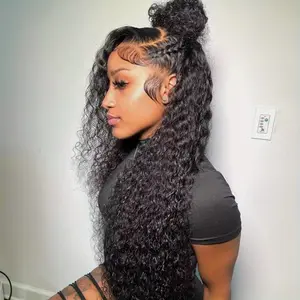 Bling Hair 13x6 Hd Lace Frontal Wig Real Hair Deep Wave Wig For Women 30 Inch Pre Plucked 180% Density Sale Clearance