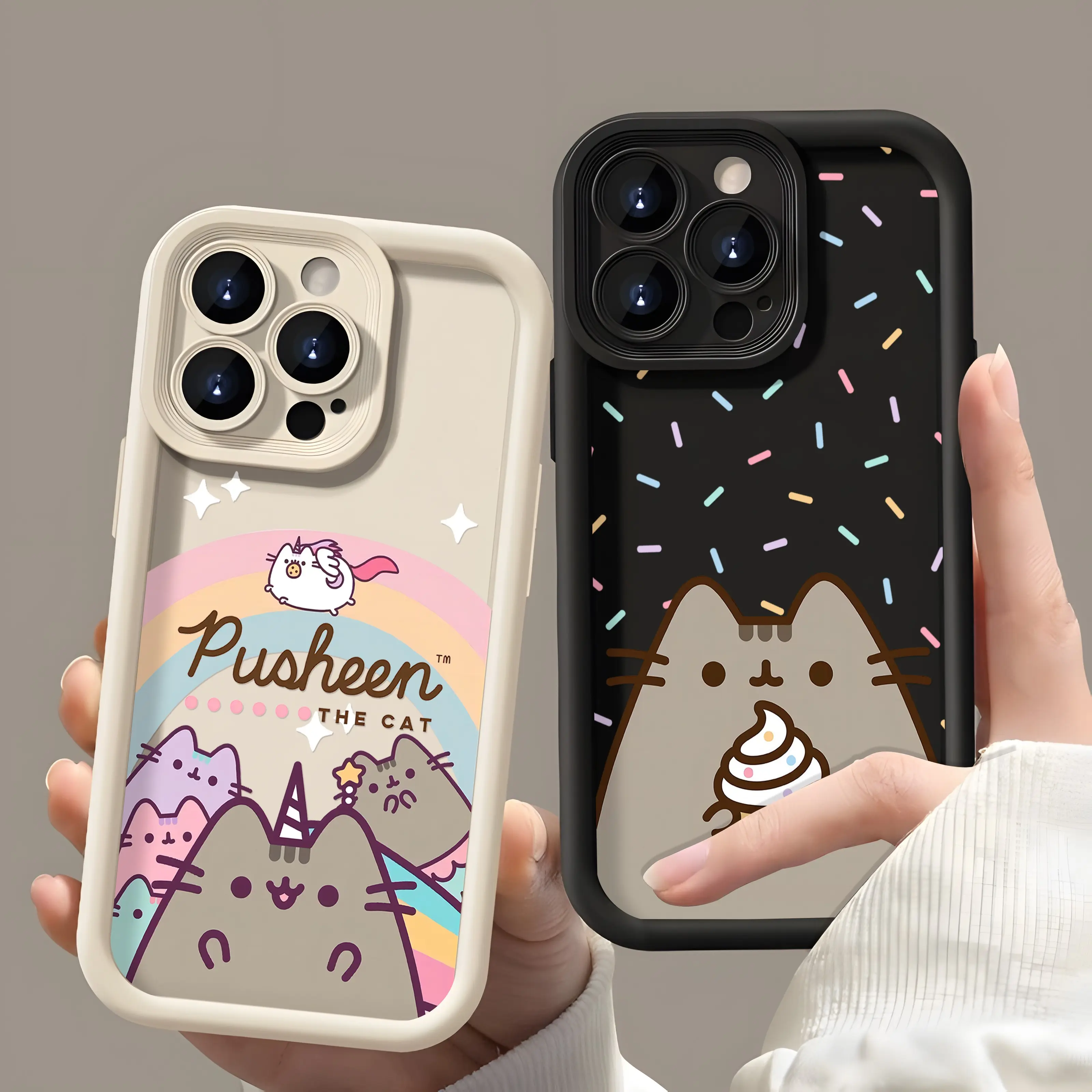 Pusheen Cute Cartoon Cat Protective Matt Phone Case - White Shockproof Cover for iPhone 11,12,13,14,15,16,Mini,Pro,SE,Max - Cute Phone Accessories