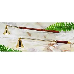 11" Long Brass & Wood Candle Snuffer for Rituals and Spells - Safe Extinguisher with Elegant Design for Witches and Practitioners Decor Ornaments Wooden