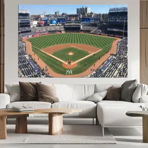 Vintage Yankee Stadium Baseball Canvas Wall Art - New York Sports Decor For Man Cave - Large Baseball Field Print