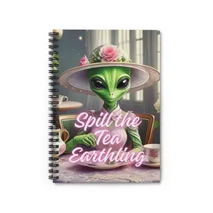 Spill the Tea Alien Sci-Fi Spiral Notebook - Ruled Line