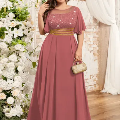 rose gold plus size mother of the bride dresses Plus Size Mother of The Bride Rose Gold Long Dress
