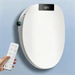 Electric Bidet Toilet Seat with Remote Control, Adjustable Warm Water and Air Dryer, Heated Toilet Seat, Oscillating Spray Wash, LED Nightlight