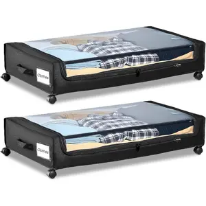 VEVOR Under Bed Storage with Wheels, 36.0x 18.1x 7.3 inch, Underbed Containers with Clear Lid, Underbed Shoe Organizer, Rolling Under the Bed Storage Bins for Clothes Shoes Blankets Bedroom, 2 PackVEVOR Super Brand Day