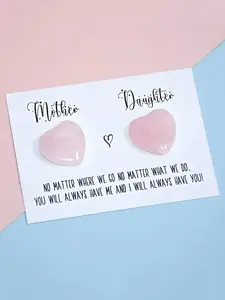 1set Mother and Daughter Crystal Set-Rose Quartz Crystal Gift for Mum and Daughter, Pocket Hug Crystals for Long Distance Connection, Distance Gift Set, Crystals for Love and Bonding, Crystal heart, Birthdays, Mother's Day Gift for Mom