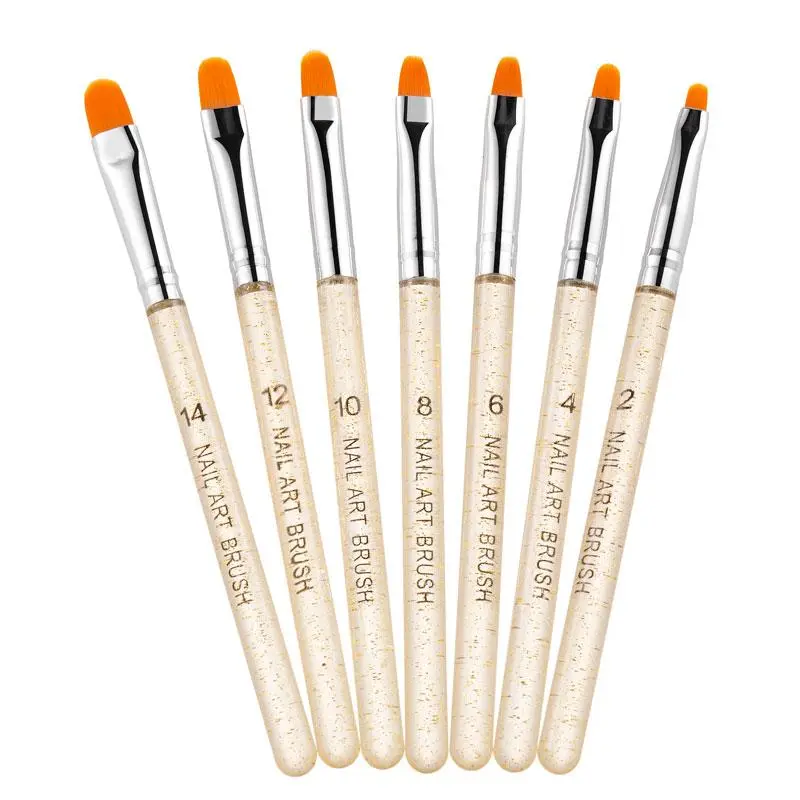 UV Gel Nail Brush Set, 7 Counts Poly Extension Gel Brush, Nail Art Tips Builder Brush, Professional Nail Painting Brush Pen Set