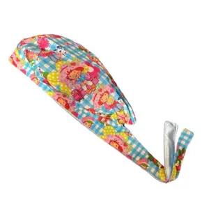 STRAWBERRY PICNIC Silk Lined Scrub Cap for Healthcare Workers & Dental Hygienists Comfortable & Stylish Design