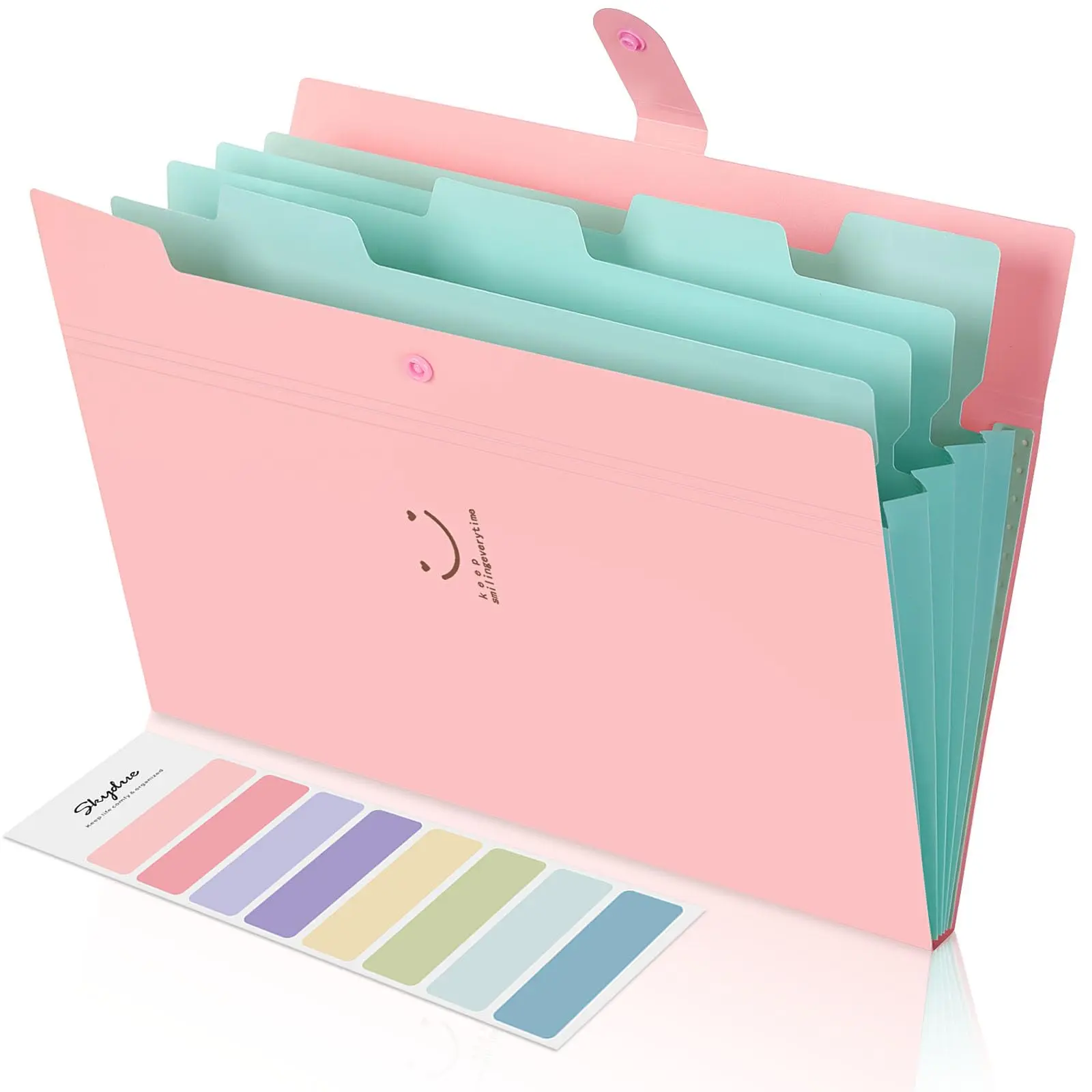 SKYDUE 5-Pocket Expanding File Folder - Letter/A4 Paper Accordion Document Organizer, Lightweight File Storage for Home & Wedding Planner, 12.8'' x 9.5'' x 0.7'' Desk Accessory