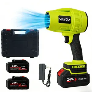 24V  Cordless Leaf Blower With Two Rechargeable Batteries Adjustable Speed For Car Drying Patio Driveway And Garden Cleanup Lightweight Portable Design