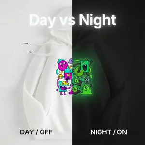 Custom Knit-Pattern Glow-in-the-Dark Hoodie | Single-Piece Customization, Unlimited Design Options, Day-to-Night Visual Impact 250g