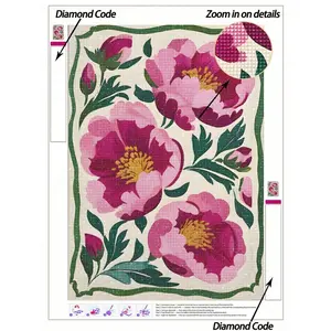 5D DIY Diamond Painting, Diamond Painting Kits, Blooming Flower Art Diamond Painting Set, Floral Art Depicted From Different Angles And Layers, High-Definition Diamonds, Handmade Decorative Painting, Fully Embedded Diamond Craft Set