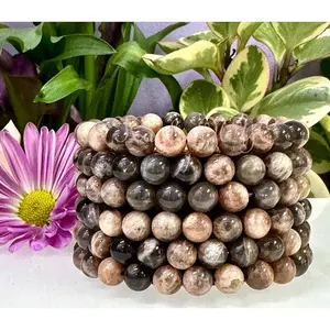 Wholesale 6 Pcs Natural Black Moonstone 8mm 7.5” Crystal Stretch Bracelet