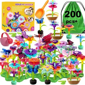 SQ-MTS008 Flower Building Toy Set, 200 Pcs Flower Garden Building Toys for Girls Boys 3 4 5 6 7 Year Old, Educational Stem Build Garden Toy, Kids Toddler Birthday Gift Ideas