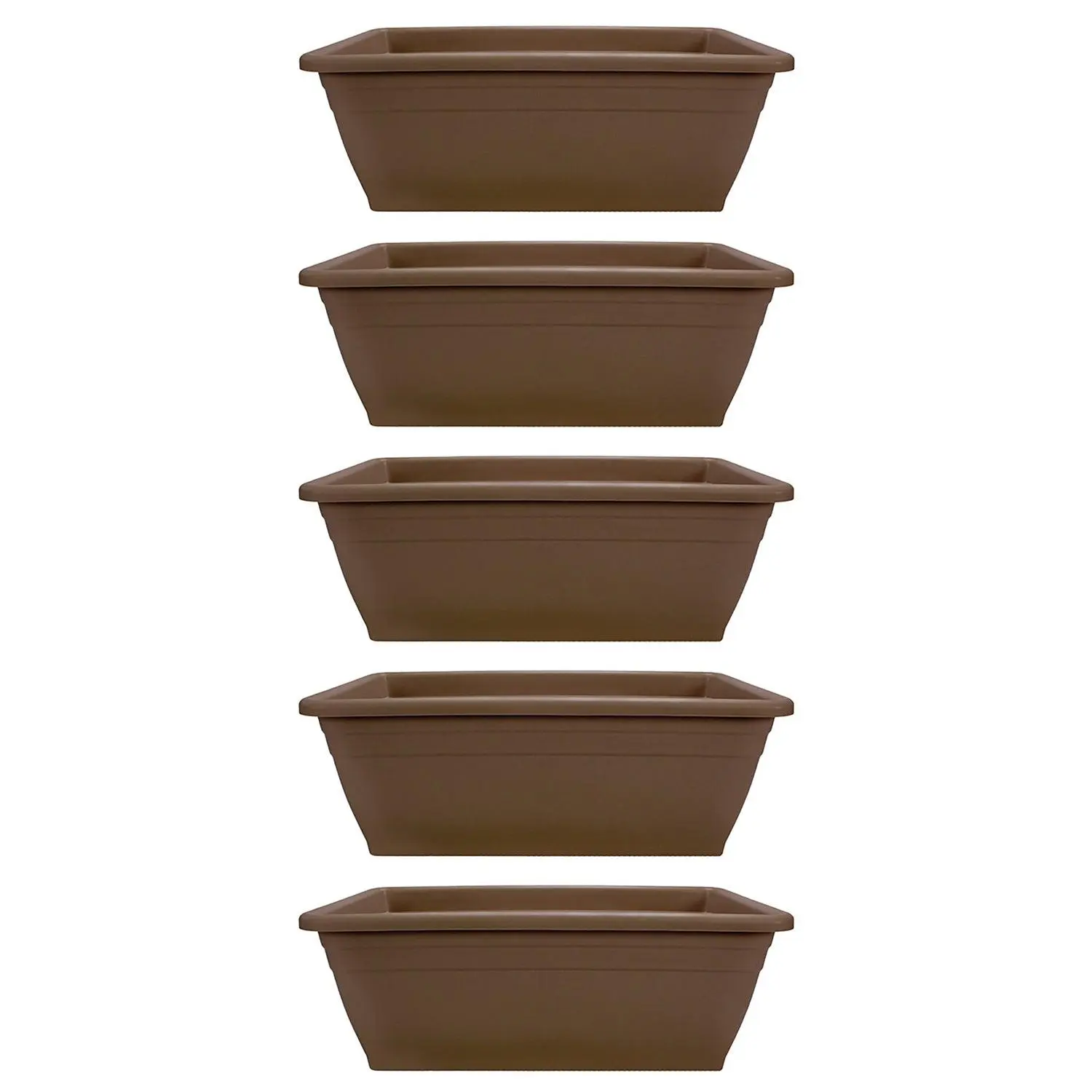 HC Companies 12-Inch Outdoor Plastic Deck Flower Planter Box, Chocolate (5 Pack)