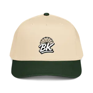 BK 5 Panel Hat Structured Front Mid Profile Adjustable Snap Closure Breathable Polyester Cotton Classic Visor for Comfort
