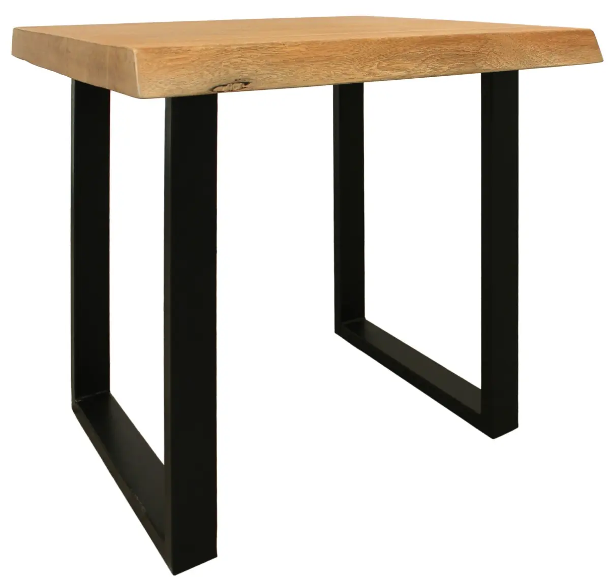 360 Stand 24 in. Square Top Handcrafted Black & Natural Distressed Solid Wood & Iron Sled End Table, Transitional Indoor Furniture, Nightstand Bedside Table, Rustic Wood Table