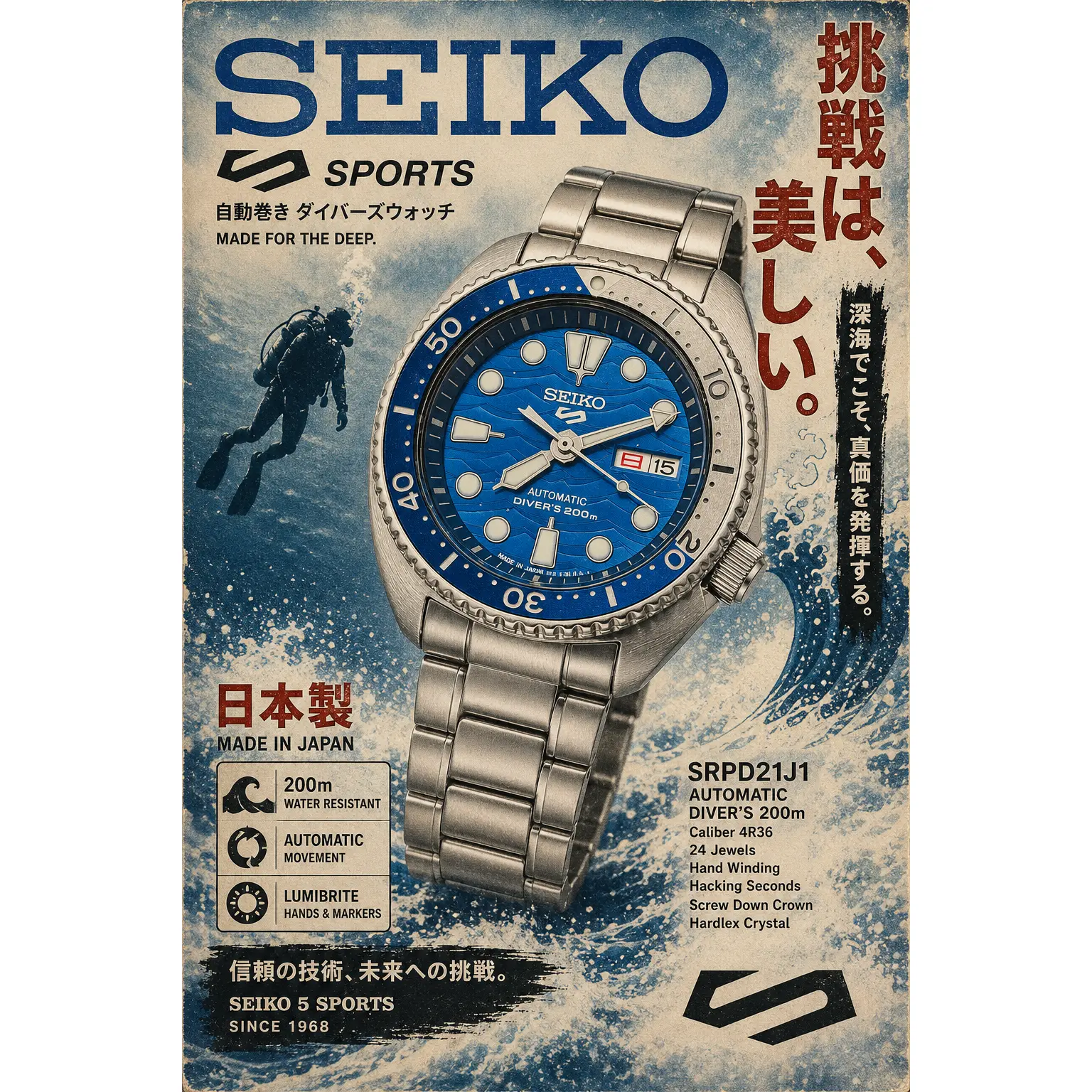 Seiko SRPJ21J1 SAVE THE OCEAN FABIEN COSTEAU