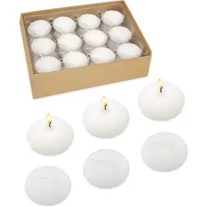 24 Pack 2 Inches White Floating Water Tealight Candles for Cylinder Vases Centerpieces Wedding Dinner Party Spa Treatments