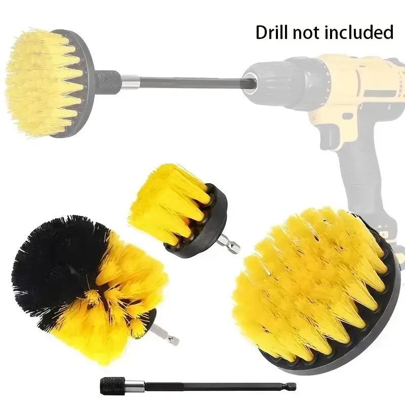 Power Drill Cleaning Brush Set, 4 Counts/set Electric Drill Brush Scrubber Set, Cleaning Detailing Brush Set for Electric Drill, Car Cleaning Scrubber