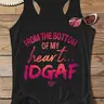 Women's Racer Back Tank Top - Polyester Blend, Breathable, Gradient Print, Soft, Lightweight, Flattering Fit, Easy-Wash, Relaxed Flow, Casual Text Slogan Graphic Women's Tanks & Camis with "From The Bottom Of My Heart... IDGAF" Print