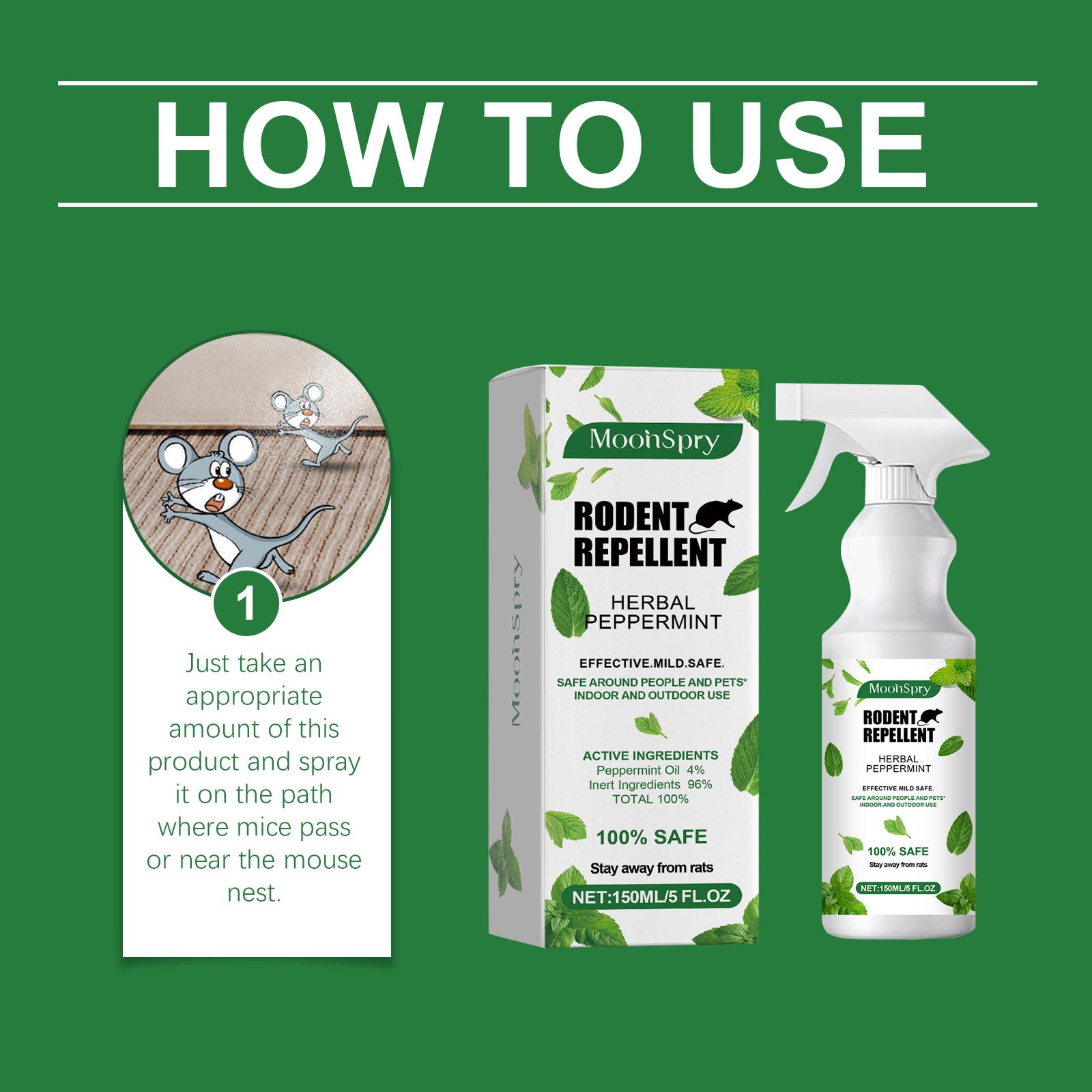 MoonSpry Peppermint Oil Mouse Repellent Spray  - Natural Mouse Deterrent for Indoor & Outdoor Use - Mouse & Rat Repellent Spray for Home, Car Engines, RV - Pet-Safe Pest Control - “Deal for You” Sale - Effective & 100% Effective, “Deals For You” Days Sale