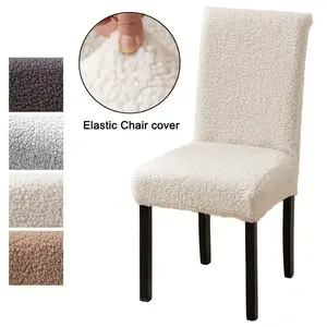 4pc Teddy Fleece Chair Covers, Soft Skin-Friendly Elastic Large Chair Cushions, Dustproof Anti-Slip Pet Friendly, Indoor Outdoor, Stretch Chair Slipcover