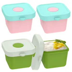 Wedding Gift 4 Counts Dips Containers Silicone Salad Dressing Container Nonstick Dipping Sauce Container Heat Resistant Small Condiment Containers Silicone Lid with Straw Hole Portable for Kids Picnic