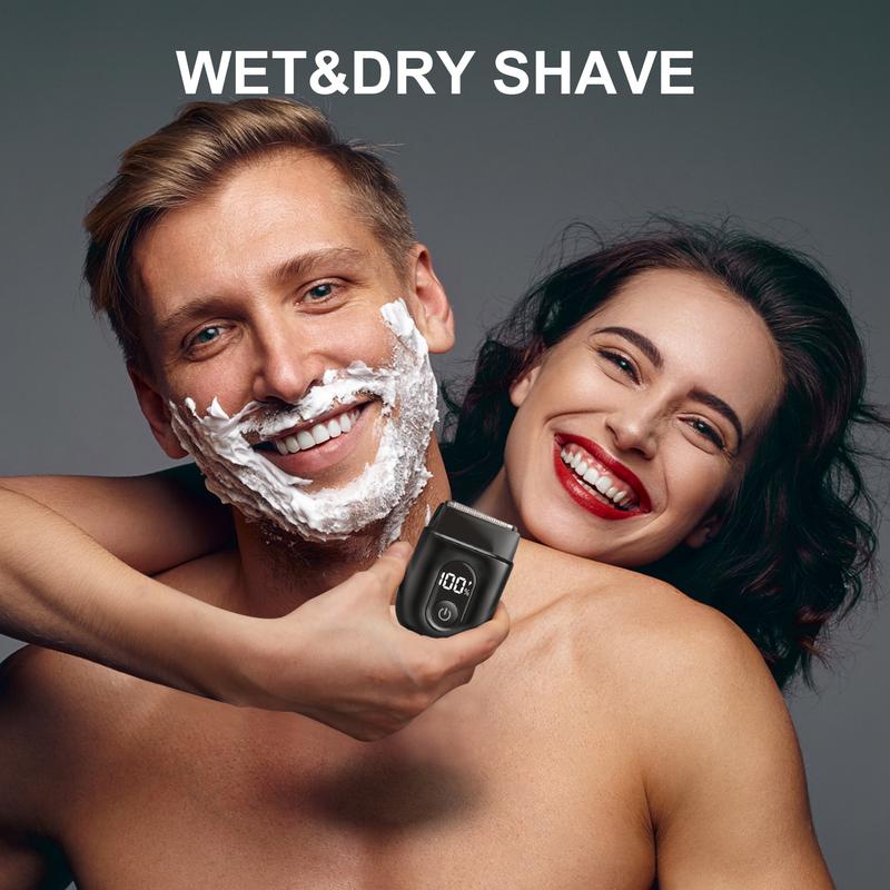 [TikTokShopStockUp]Upgraded Mini Electric Razor, Electric Shaver for Men,Women,Upgraded Foil Shaver with 3 Blade Heads IPX7 Waterproof Wet/Dry LED Display USB Type C Rechargeable FathersDayGift Flexible Floating