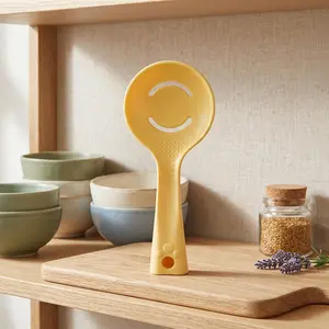Multifunctional Cute Non-Stick Rice Paddle with Egg Yolk Separator, Blanching & Straining Spoon, Fruit and Vegetable Puree Grinder, Hanging & Standing Kitchen Tool, Anti-Dirty Space Saving Creative Kitchen Essential