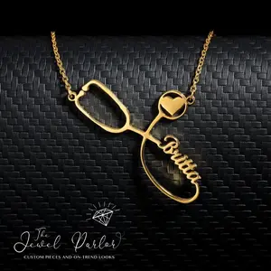 Stethoscope Name Necklace Nurse Doctor EMT Gift