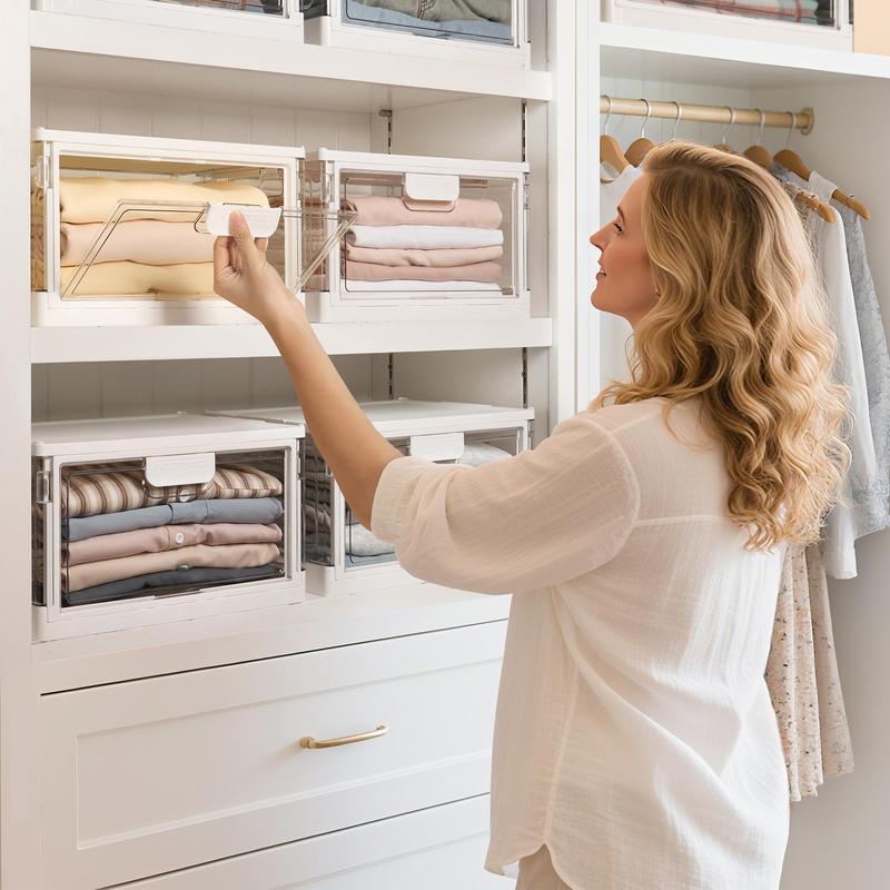 【New Arrrival】Vtopmart Hat Organizer for Baseball Caps,clothing with Clear Holder Box, Large Cap Storage with Sliding Tray, Stackable Rack Display Case & Magnetic Door, New Year Hauls