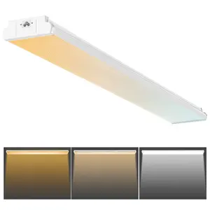 VEVOR 4FT LED Wraparound Light, 50W, 5500LM Flush Mount LED Shop Light, 3000K/4000K/5000K Adjustable LED Kitchen Ceiling Lighting Fixtures for Garage Office Laundry Fluorescent Tube Replacement, FCC