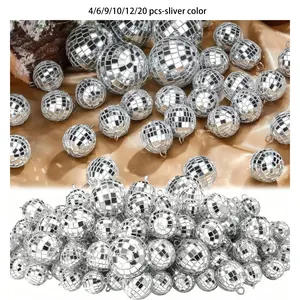 20pcs-2/3/4/5 cm - Silver Color Disco Balls, Hanging Mirror Disco Balls, DIY Jewelry Ball Kit, Mini Disco Ball Decorations, Party & Wedding Decor