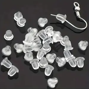 100-Pieces: Transparent Plastic Ear Clog Ear Stud Earring Pin Backs Ear Plug