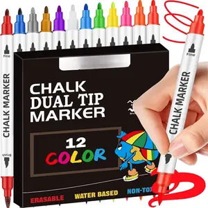 Stocking Stuffers, Liquid Chalk Markers Dual Wide & Fine Tip, 12 Colors  Chalk Window Markers Pen for Glass Mirror Blackboard Halloween Decorations, Teen Girl Gifts Trendy Stuff