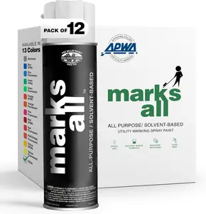 Fox Valley 18oz Marks All, Marking Paint, 12-Pack White – Long-Lasting, Weather-Resistant Paint for Wet or Dry Surfaces Like Metal, Grass, Concrete, Wood, & More