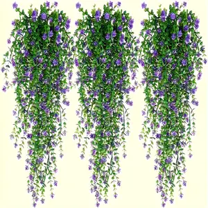 4pcs Artificial Hanging Plants UV Resistant Faux Eucalyptus Leaf Greenery Vine for Outdoor, Classic Style Plastic Flowers Decorative Swags for Easter, Thanksgiving, Valentine's Day, Artificial Flowers For Outside