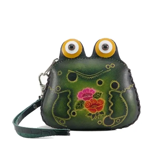Leather animal frog coin purse waller wristlet