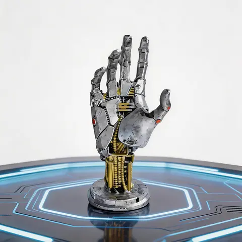 Mechanical Resin Cyberpunk Robot Arm Dual Controller Stand - 5.1in Multi-Functional Desk Storage Organizer, Gaming Accessories, Cool Room Stuff, Geek Gift for Controllers, Smartphones, Over-Ear Headphones