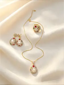 Women's Baroque 3-Piece Jewelry Set, Elegant Design, Charming Accessory Collection