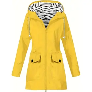 Women's Jacket with Hood Lightweight Outdoor Long Hooded Windbreaker