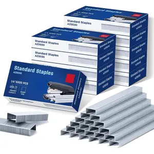 Staples, 50000 Staples, Standard Staples for Desktop Staplers, 1/4'' Length, 210/Strip, 10 Boxes of 5000 Each