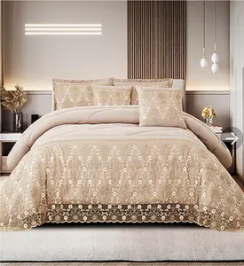 Beige3 Piece All Season Soft Washed Microfiber Viscose Bedding Set with Pillow Cases Queen or King Size Moisture Wicking Silky Texture Easy Care for Bedroom Dorm Room Farmhouse Decor valentine's day Gift comforter Quilt Watercolor