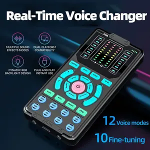 Real-Time Voice Changer Set Digital Sound Card with Microphone, Multiple Voice Modes, Compatible with Ps4/ps5/xboxone/PC/mobile/laptop