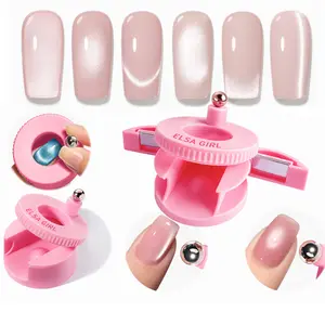 5D Automatic Nail Magnet for Cateye Gel Polish, Upgraded 3-in-1 Strong 360° Rotating Glass Bead Magnetic Side-Light Nail Magnet for Beginner-Friendly DIY Nail Designs (Magnet Only)