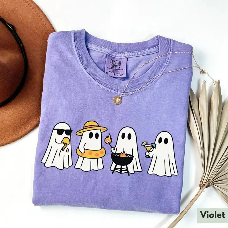 Comfort Colors Summerween Ghost Shirt, Funny Ghost Shirt, Ghost Beach Tee, Summer Halloween Outfits, Spooky Season, Womenswear