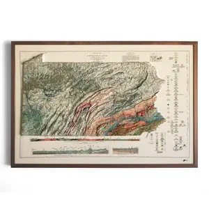 Pennsylvania 1931 3D Raised Relief Map – Vintage Wall Decor for Home, Living Room, Bedroom, and Office | Topographic Room Decoration